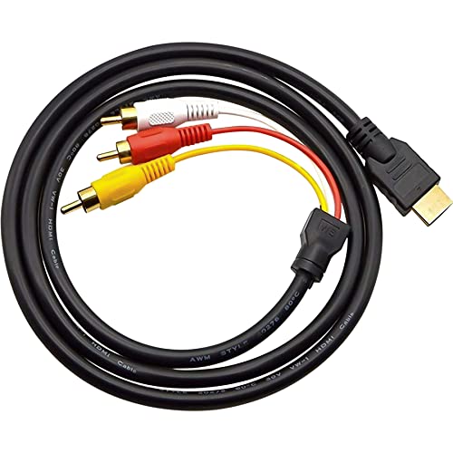 Retoo Cable HDMI a RCA de 1080p y audio, cable de conexión HDMI 3RCA con conectores dorados, compatible con FHD, HDMI macho a 3 RCA hembra, adaptador VA compuesto, cable adaptador para HDTV